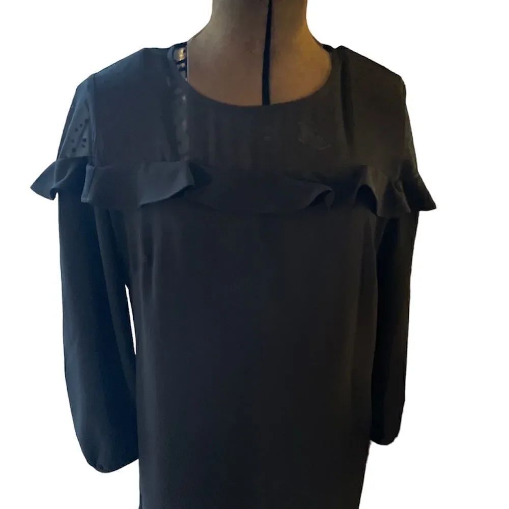 LOFT | Black Long Sleeve Shift Dress - Picture 8 of 9